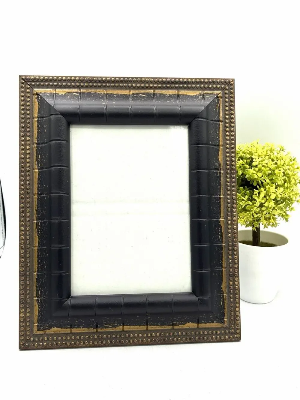 Black & Gold Faux Bamboo Picture Frame with Beaded Trim, 5x7